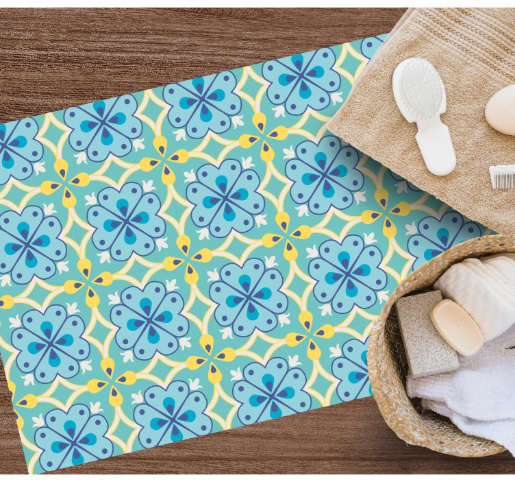 Tappeto vinile piastrelle elementi in fiore - TenStickers