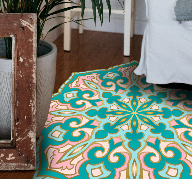 Tappeto vinile mosaico medaglione ispirato al mandala - TenStickers