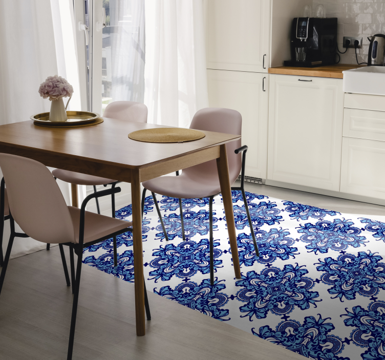 Tappeto vinile mosaico motivo blu intricato - TenStickers