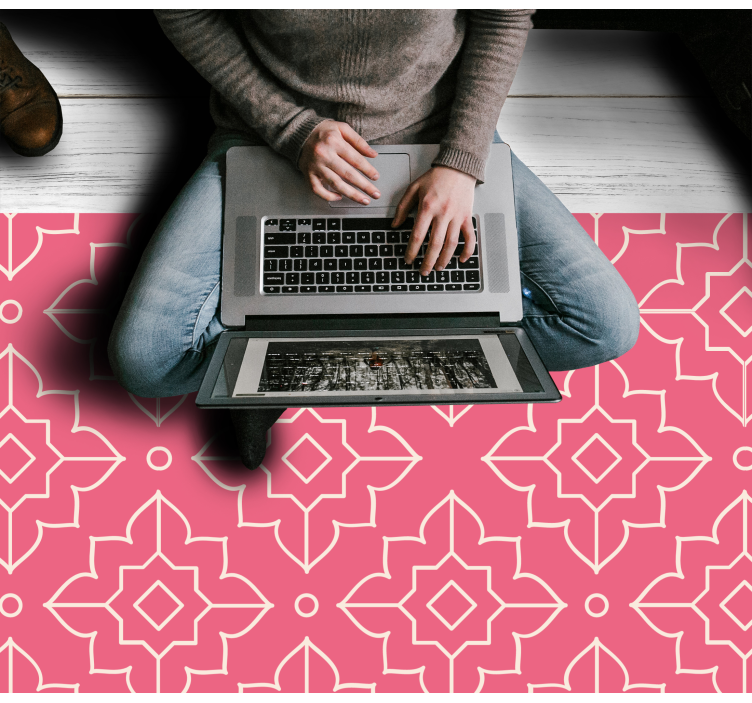 Tappeto vinile geometrico motivo a reticolo rosa - TenStickers