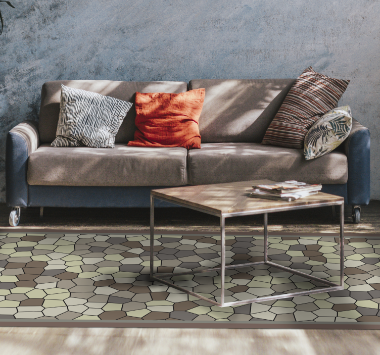 Tappeto vinile mosaico motivo in pietra esagonale - TenStickers