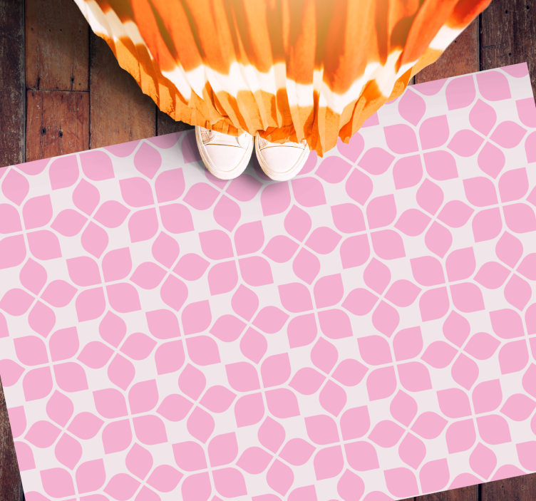 Tappeto vinile mosaico piastrella floreale rosa - TenStickers