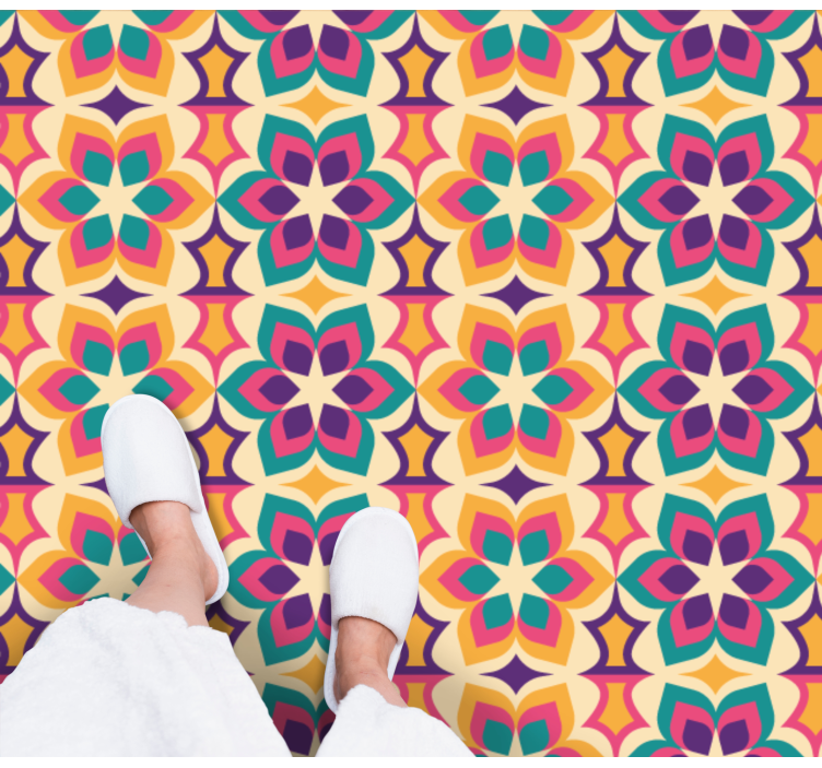 Tappeto vinile mosaico vivace composizione floreale - TenStickers