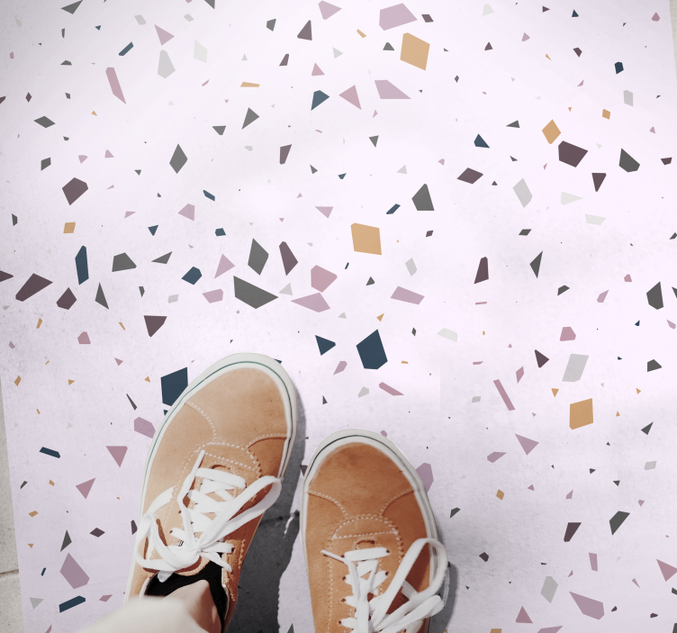 Tappeto vinile effetto marmo frammenti geometrici colorati - TenStickers