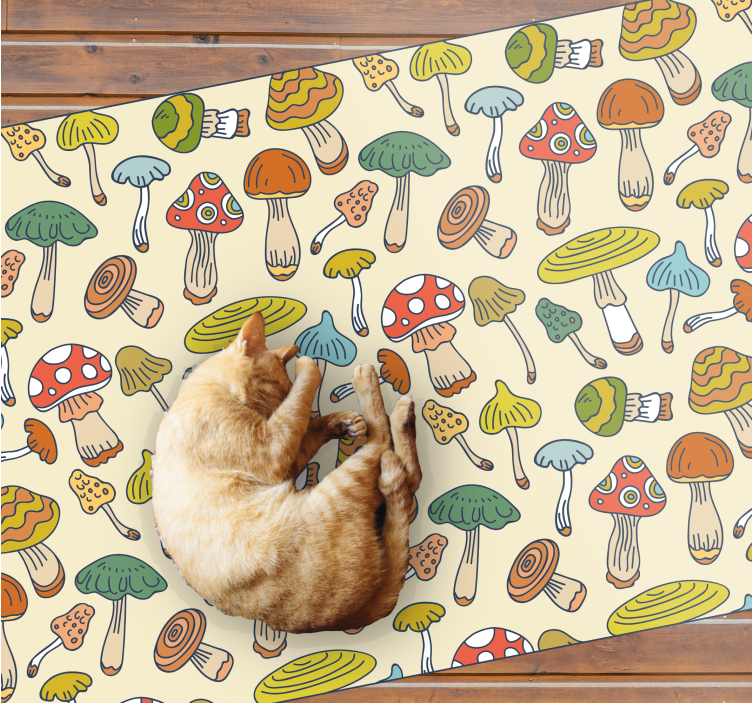 Tappeto pvc cucina illustrazione di funghi vivaci - TenStickers