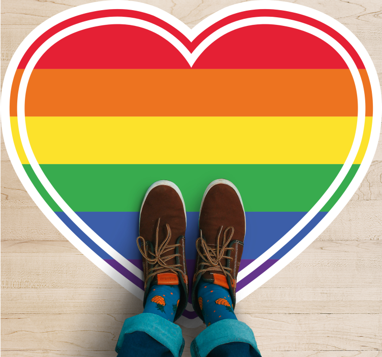 Tappeto vinile motivi motivo a cuore arcobaleno - TenStickers