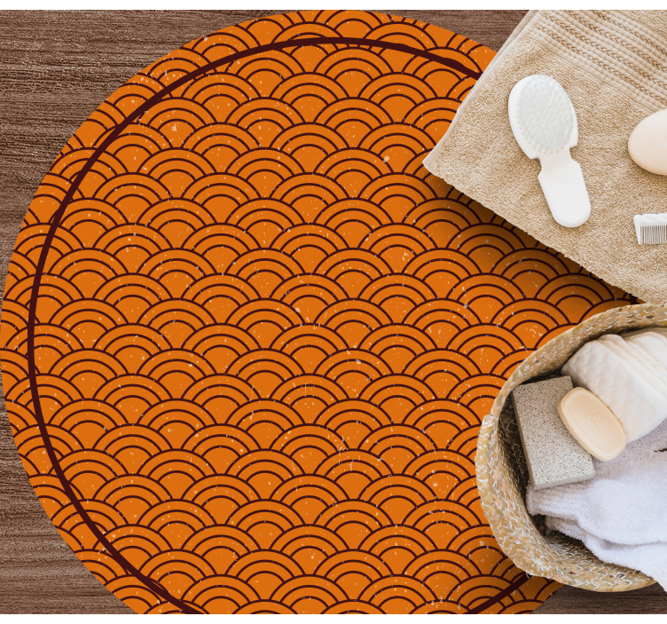 Tappeto vinile rotondo motivo a onde arancioni - TenStickers