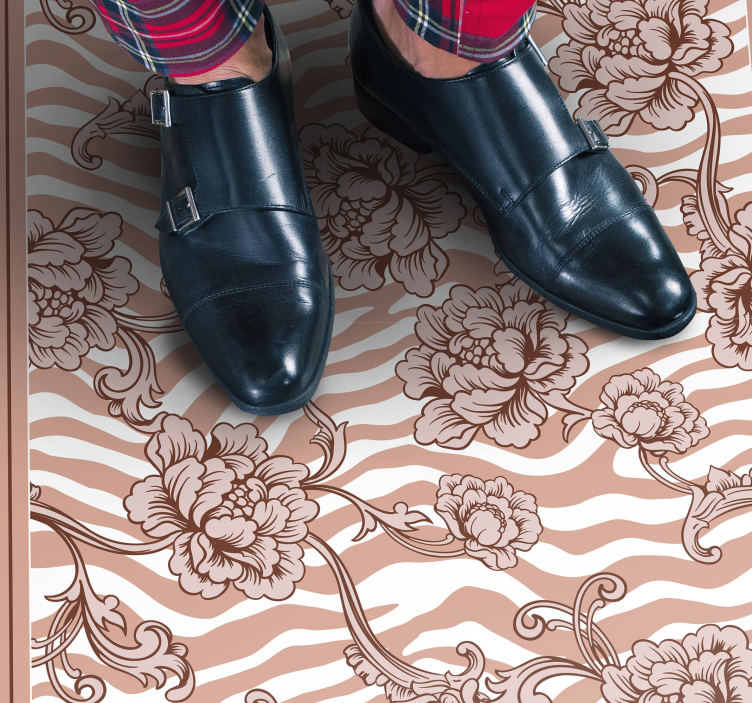 Tappeto vinile camera da letto fusione floreale zebra - TenStickers