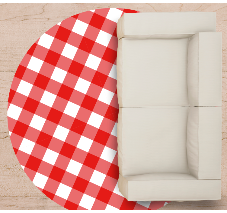 Tappeto vinile rotondo motivo a quadri rossi - TenStickers