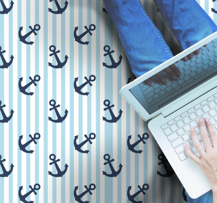 Tappeto vinile strisce motivo dell'ancora marittima - TenStickers