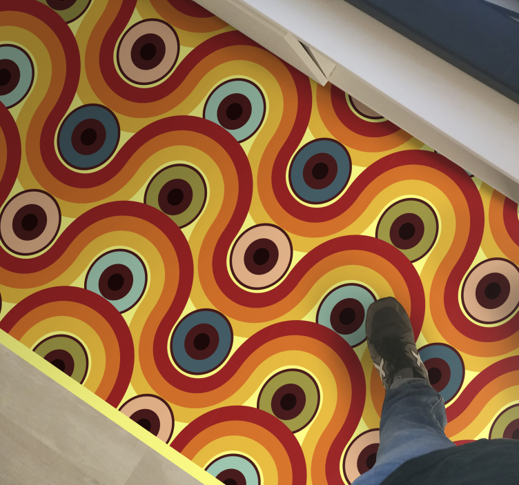 Tappeto vinile vintage motivo ondulato colorato - TenStickers