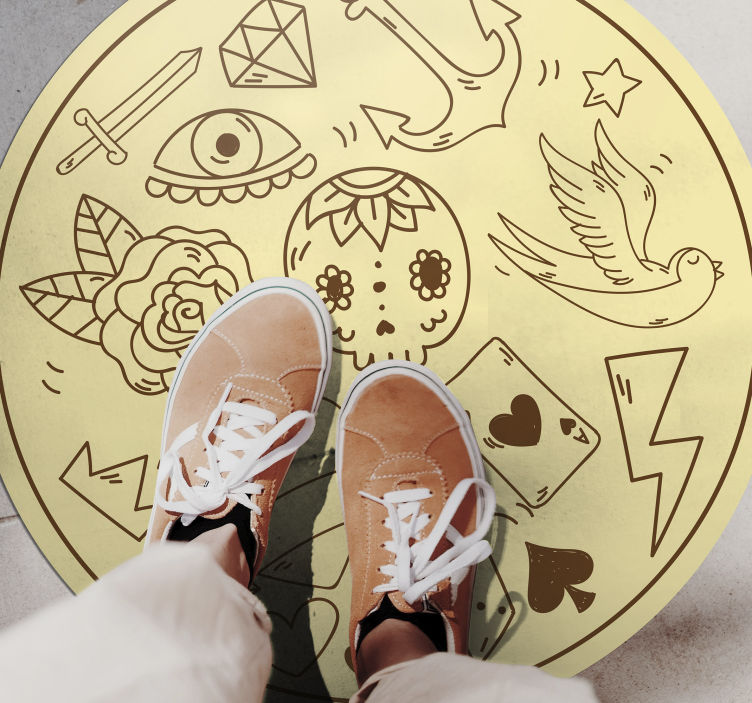 Tappeto vinile per ragazzi simboli del tatuaggio - TenStickers