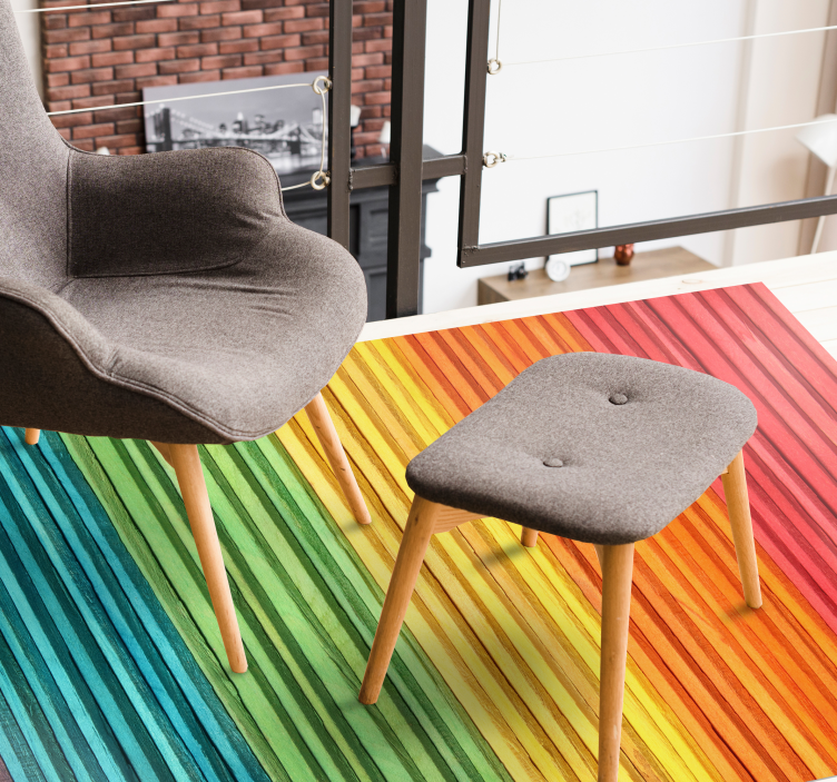 Tappeto vinile effetto legno strati a strisce arcobaleno - TenStickers