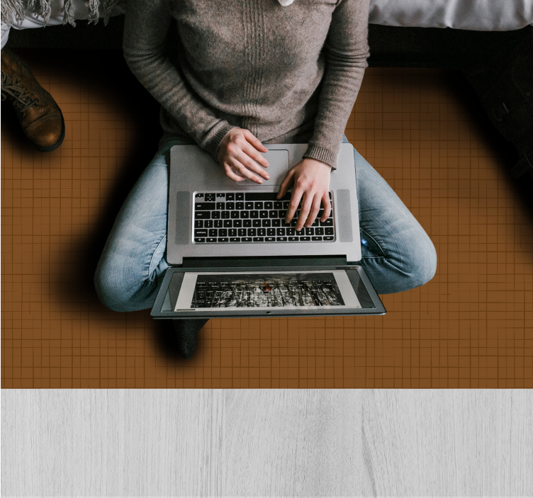 Tappeto vinile marrone superficie a griglia - TenStickers