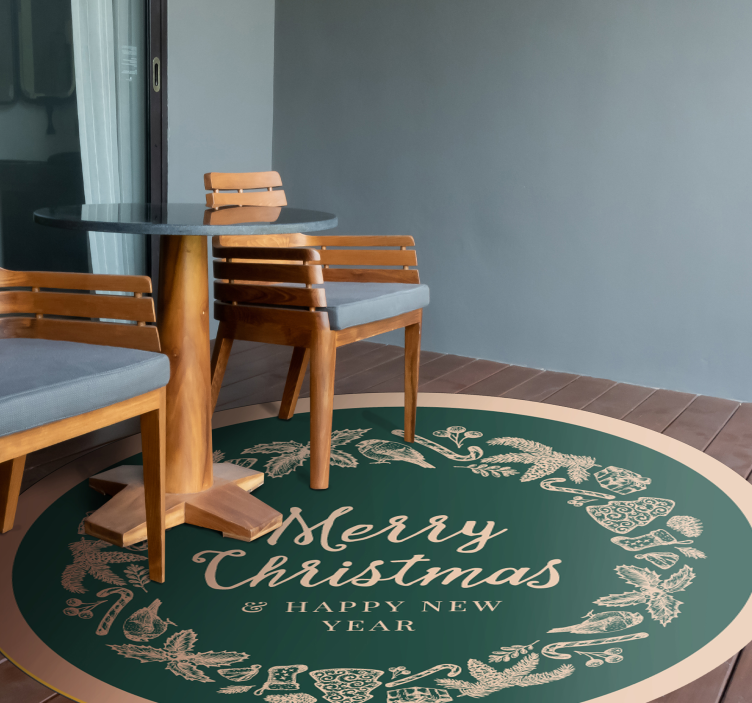 Tappeto Vinile Natale cerchio di auguri festivi - TenStickers