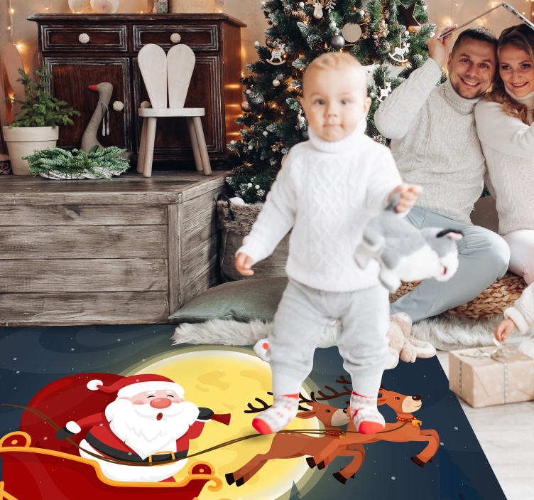 Tappeto vinile natale corsa della slitta di babbo natale - TenStickers
