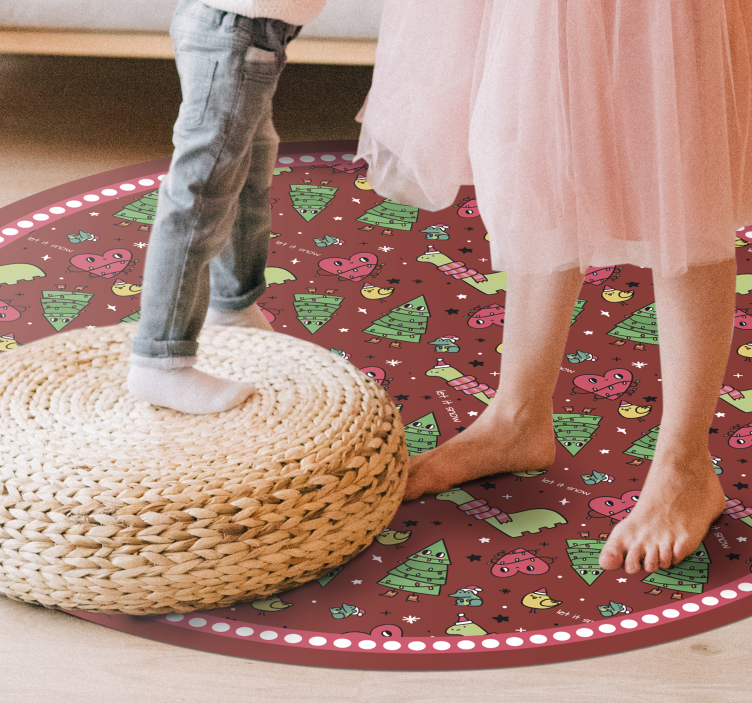 Tappeto Vinile Natale design circolare festivo - TenStickers