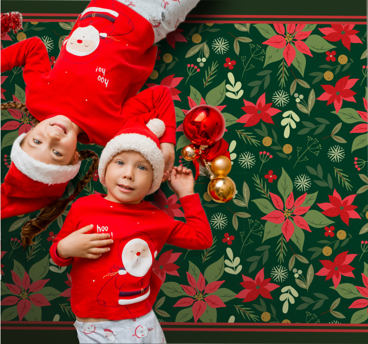 Tappeto Vinile Natale motivo festivo di stella di natale - TenStickers