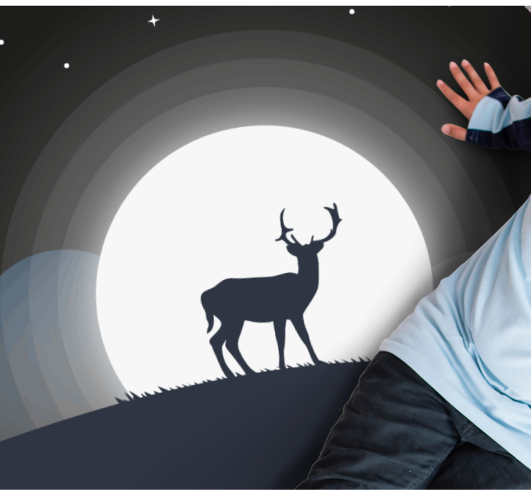 Tappeto vinile rotondo cervo sotto la luna - TenStickers