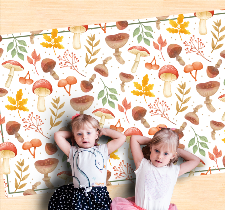 Tappeto vinile natura elementi di funghi colorati - TenStickers