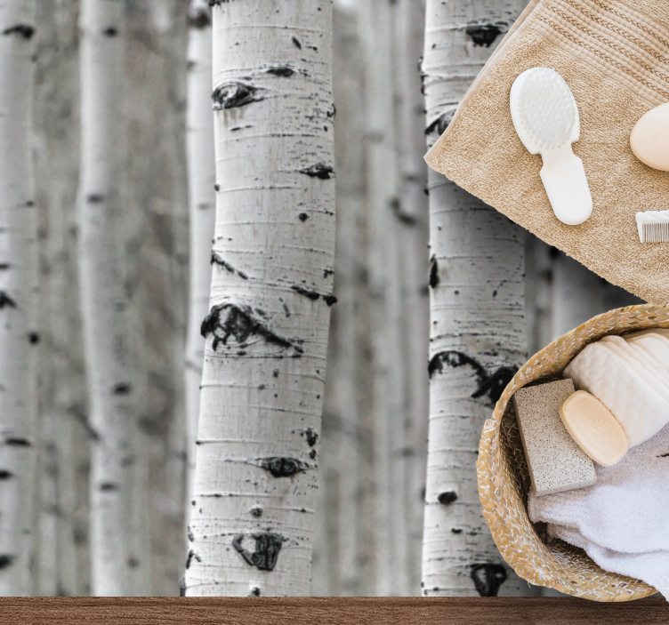 Tappeto vinile natura foresta di betulle - TenStickers