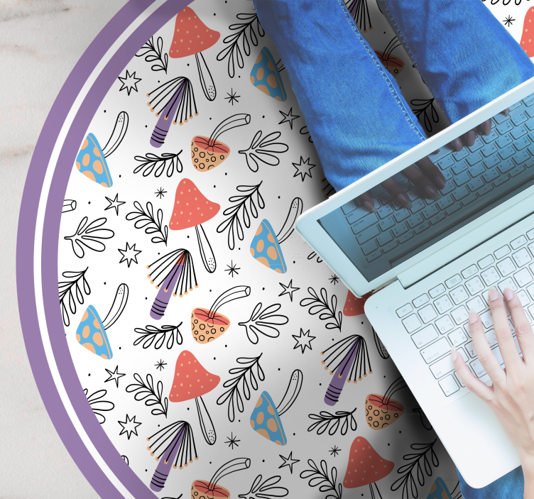 Tappeto vinile natura germogli di funghi colorati - TenStickers