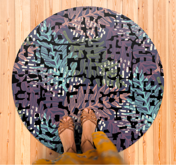 Tappeto vinile fiori elementi botanici frondosi - TenStickers