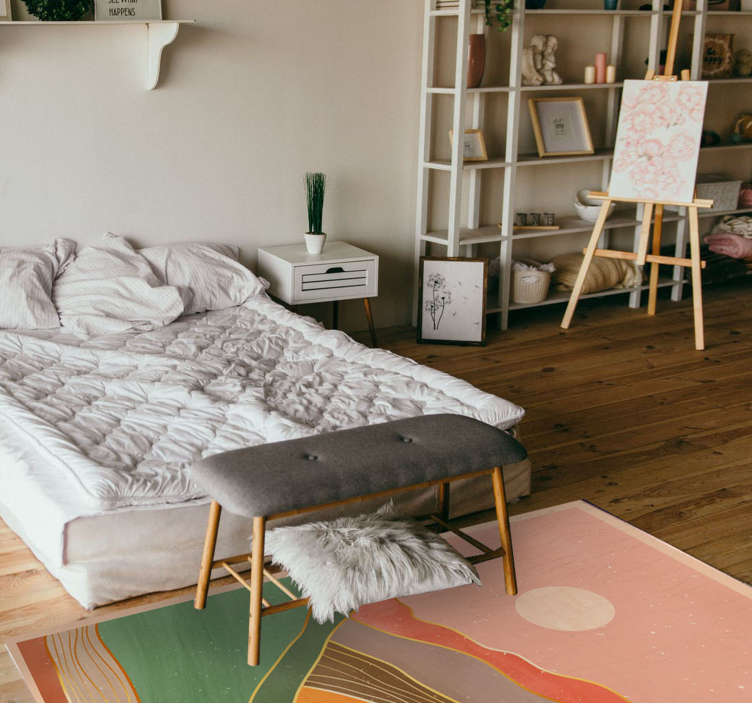 Tappeto vinile moderno paesaggio montano astratto - TenStickers