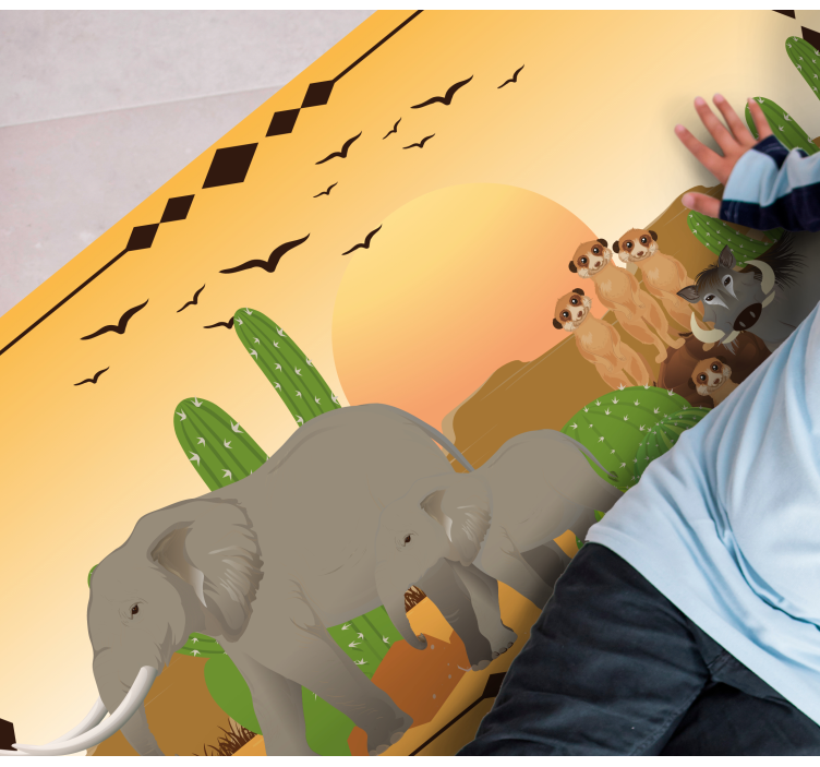 Tappeto vinile natura spedizione elefante crepuscolare - TenStickers