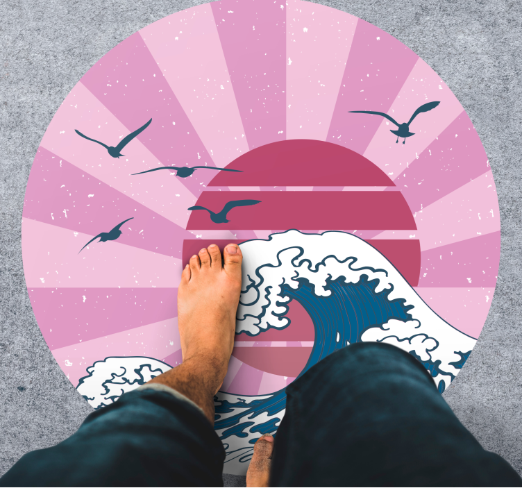 Tappeto vinile geometrico onda rosa di kanagawa - TenStickers