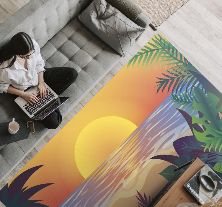 Tappeto vinile natura tramonto tropicale - TenStickers