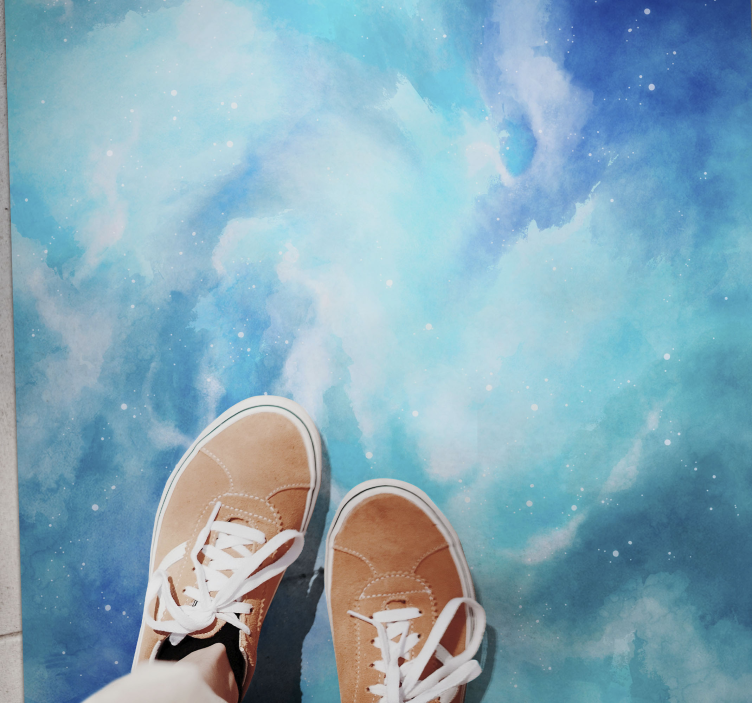 Tappeti vinile motivi acquerello celeste - TenStickers