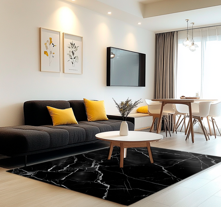 Tappeto vinile nero imitazione del marmo - TenStickers