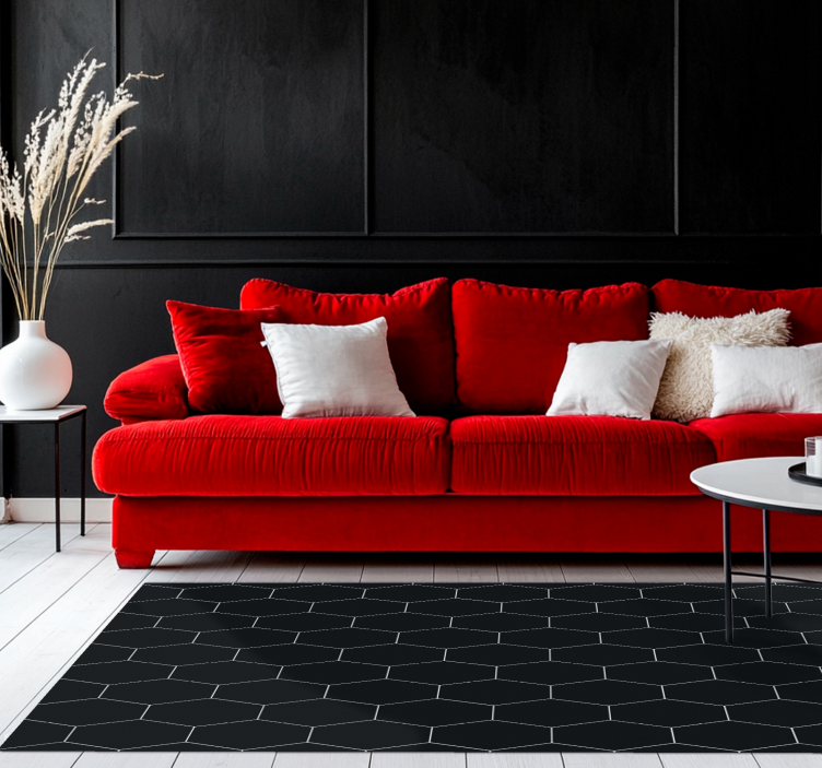 Tappeto vinile nero mosaico esagonale - TenStickers