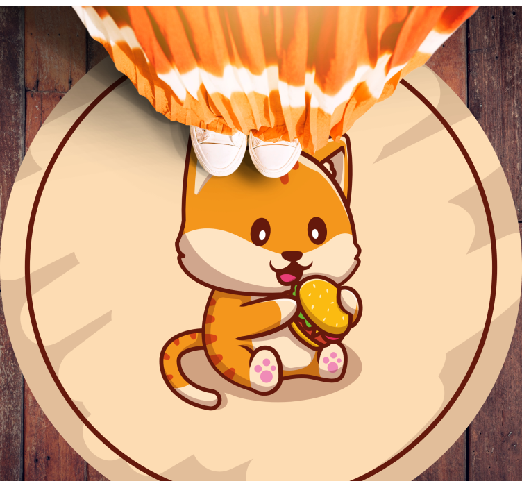 Tappeto vinile per bambini gatto bambino con panino - TenStickers