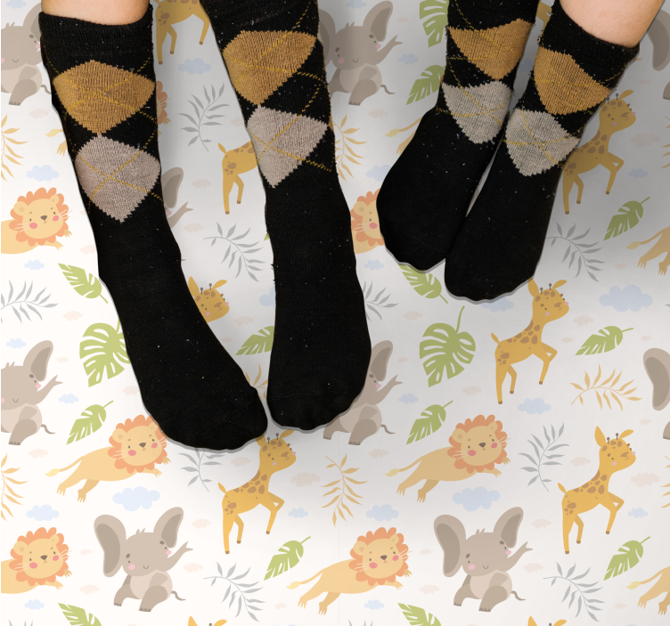 Tappeto vinile per bambini adorabili creature del safari - TenStickers