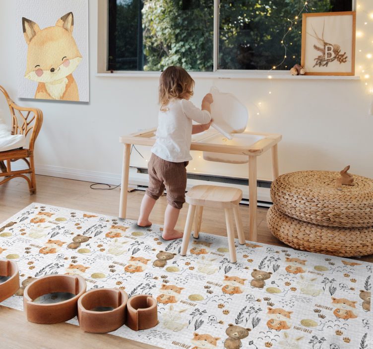 Tappeto vinile per bambini amici animali felici - TenStickers