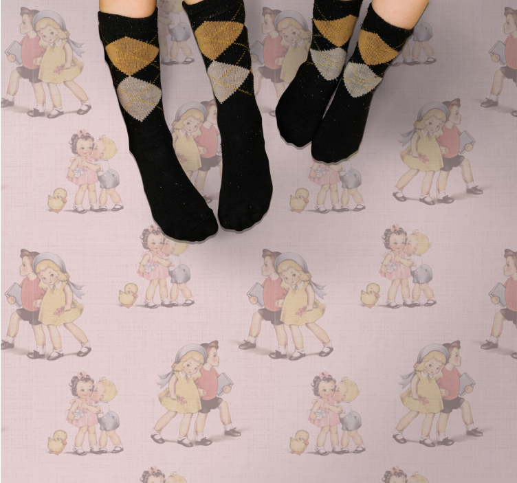 Tappeto vinile per bambini amici retrò e giocosi - TenStickers