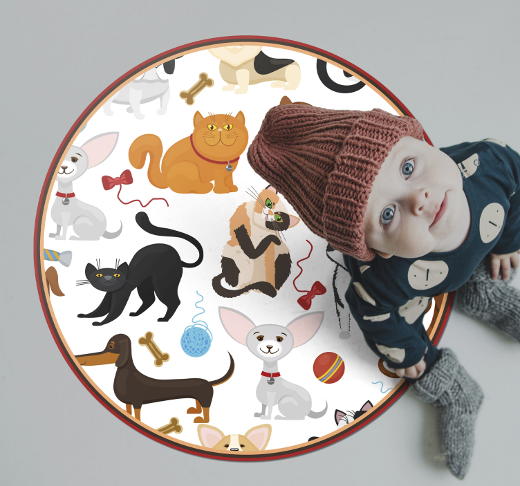 Tappeto vinile per bambini animali domestici giocosi - TenStickers