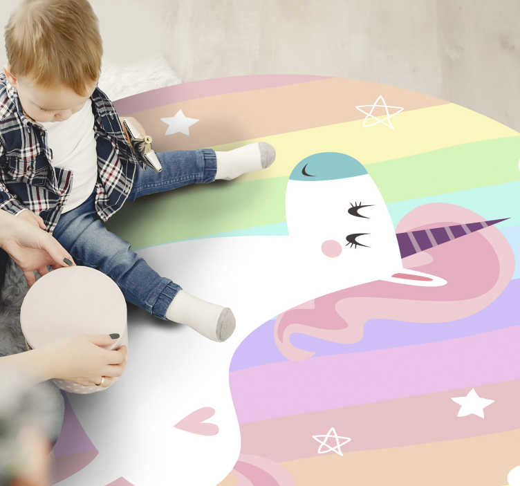 Tappeto vinile per bambini arredamento arcobaleno unicorno - TenStickers