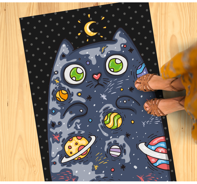 Tappeto vinile per bambini avventura cosmica del gatto - TenStickers