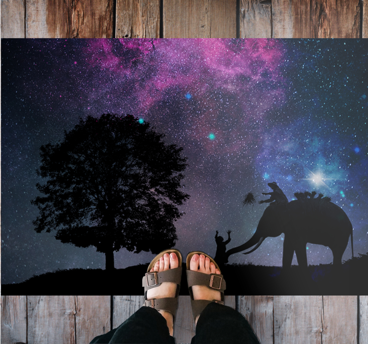 Tappeto vinile animali avventura cosmica dell'elefante - TenStickers