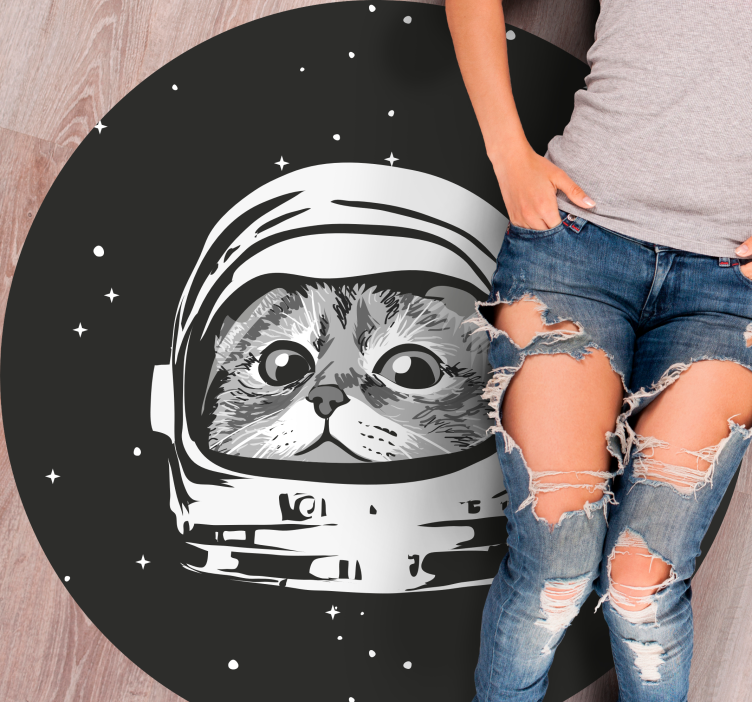 Tappeto vinile per bambini avventura del gatto spaziale - TenStickers