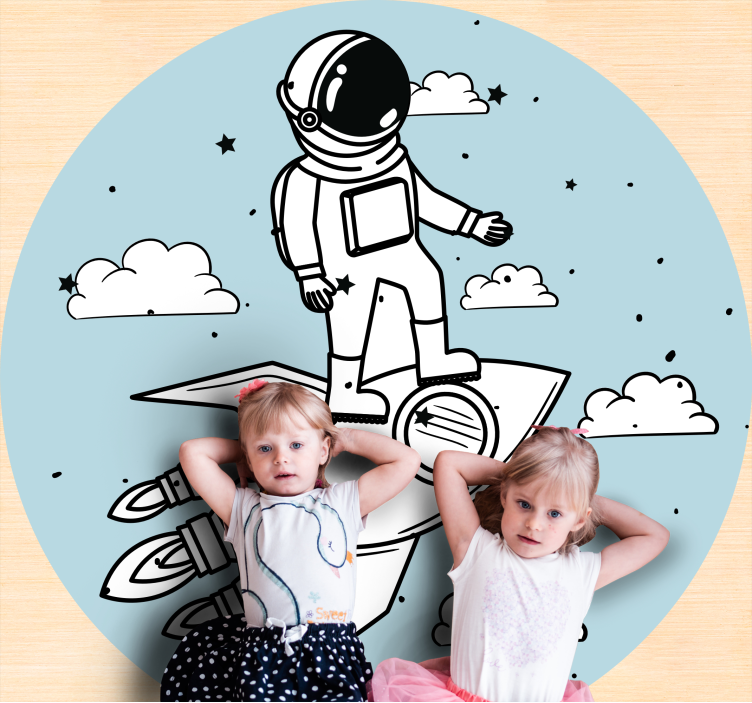 Tappeto vinile per bambini avventura del razzo astronauta - TenStickers