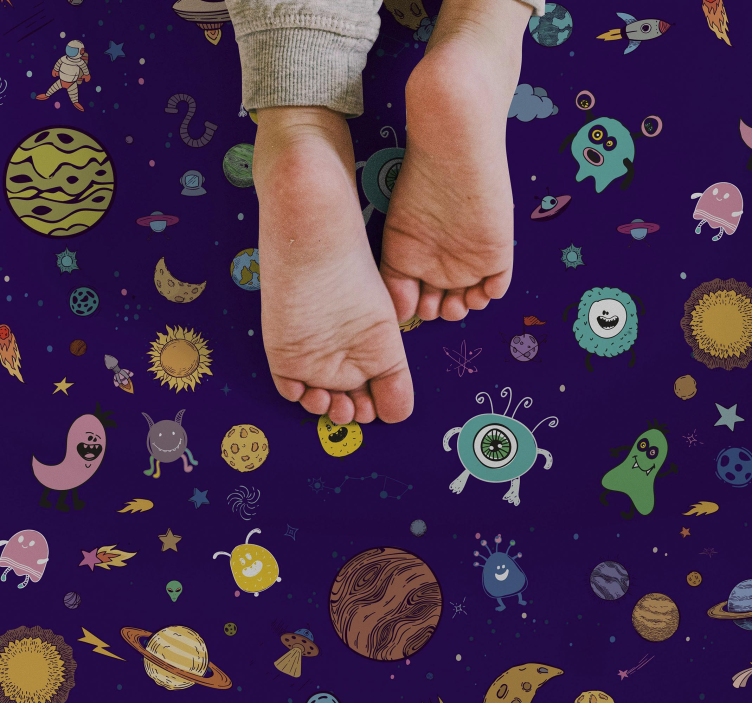 Tappeto vinile per bambini avventura di creature cosmiche - TenStickers
