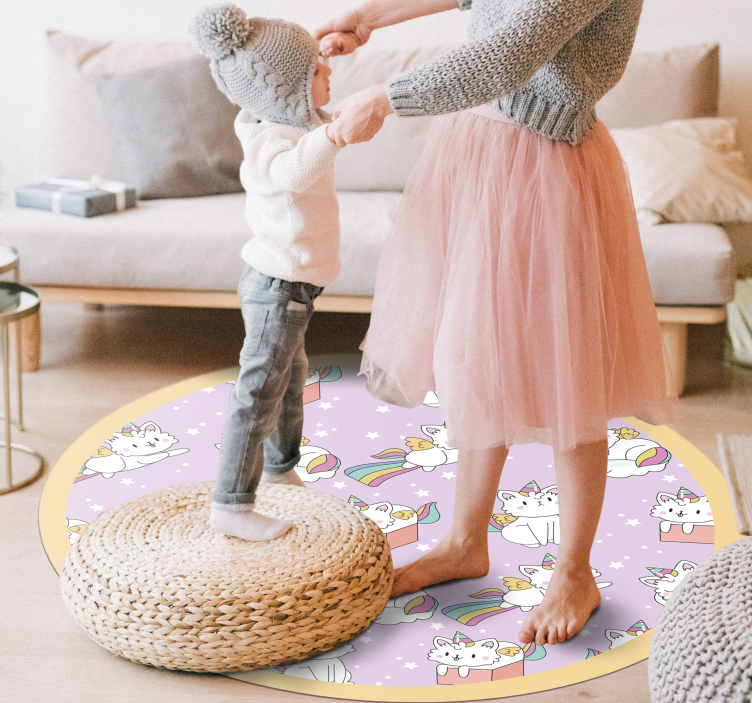 Tappeto vinile per bambini avventura di gatti unicorno - TenStickers