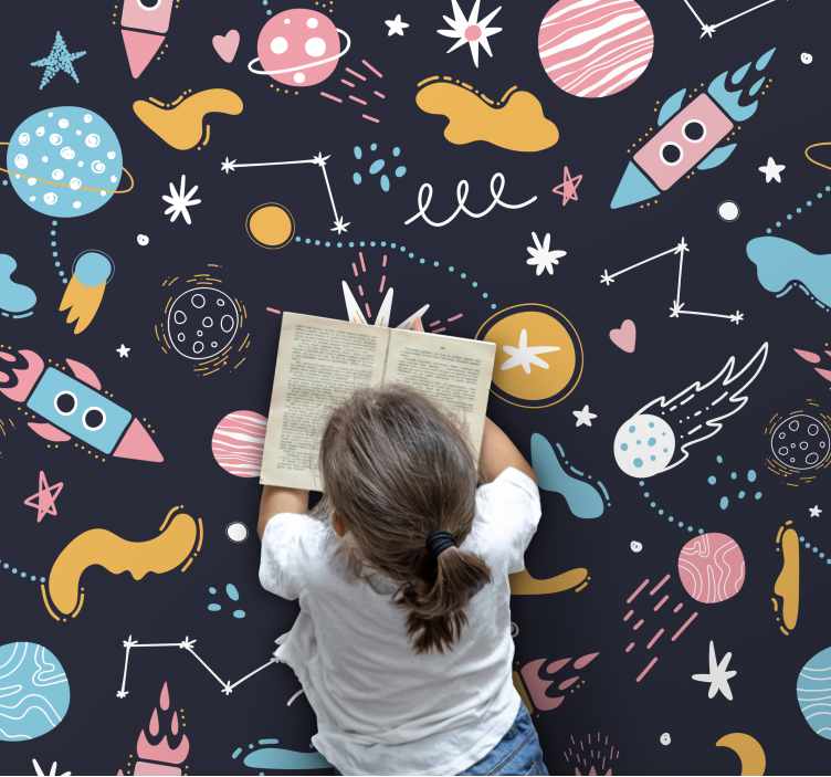 Tappeto vinile per bambini avventura nello spazio cosmico - TenStickers