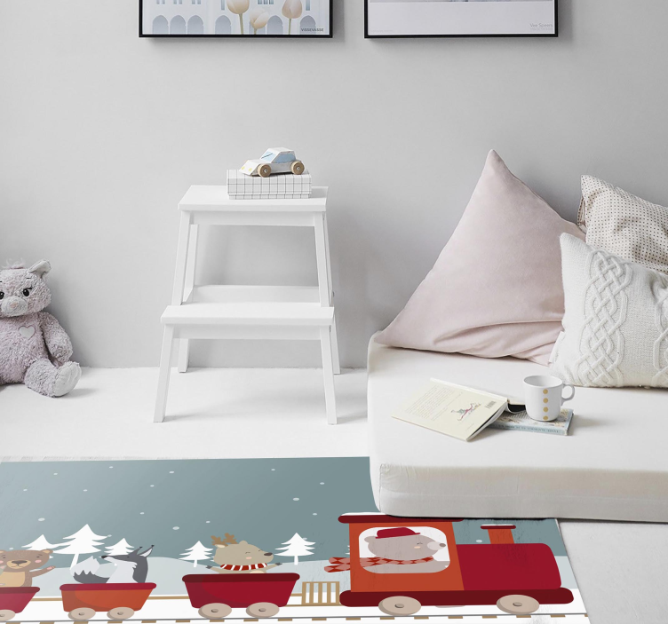 Tappeto vinile per bambini avventura sul treno degli animali - TenStickers