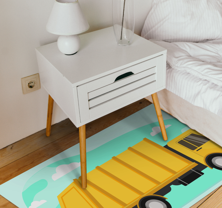 Tappeto vinile per bambini camion dei cartoni animati - TenStickers