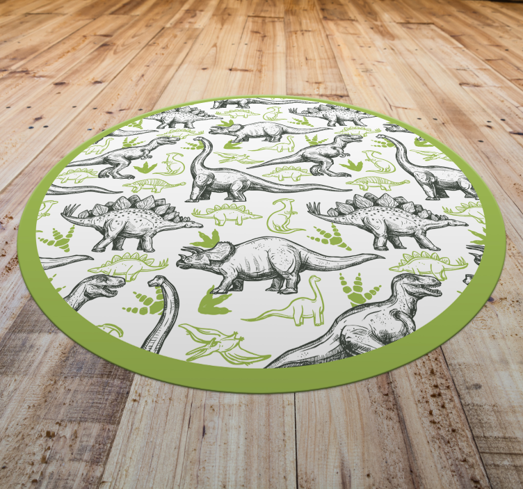 Tappeto vinile per bambini cerchio a tema dinosauri - TenStickers